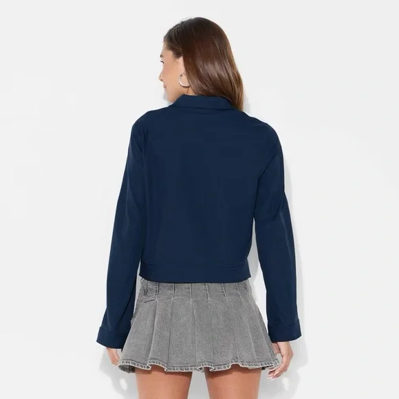 Wild Fable Cropped Track Varsity Jacket Size Medium NWT - Picture 2 of 6